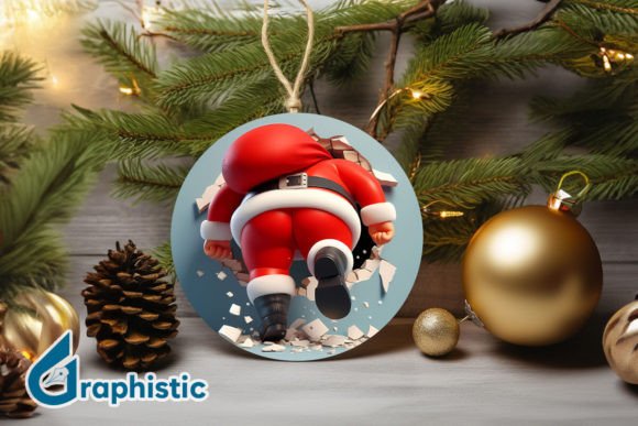 3D Santa Christmas Ornament Back 75 for Branding and Illustrations