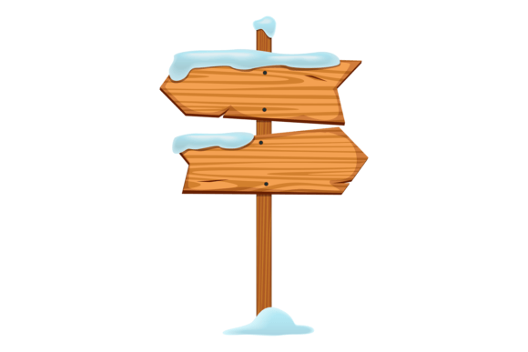 Arrow Signboard with Snow Cap. Christmas Illustrations