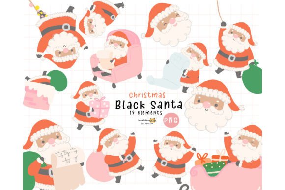 Black Santa Claus Christmas Png Clipart for Illustrations
