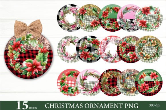 Buffalo Plaid Christmas Ornament Bundle: Modern Illustrations for Editors