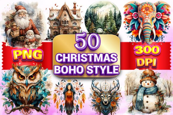 Christmas Boho Clipart 9: Premium Illustrations for Modern Blogs