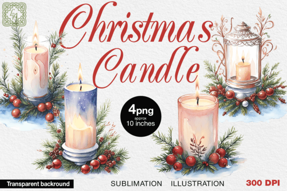 Christmas Candle Watercolor Cliparts Review