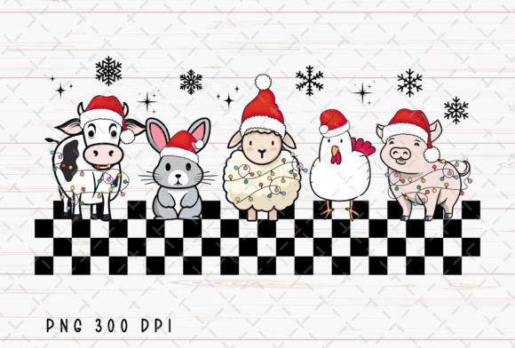 Christmas Farm Animals Cow Animal Lover Illustrations