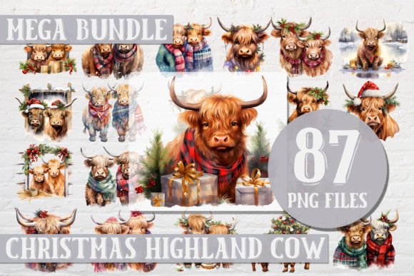 Christmas Highland Cow Bundle 87 PNG