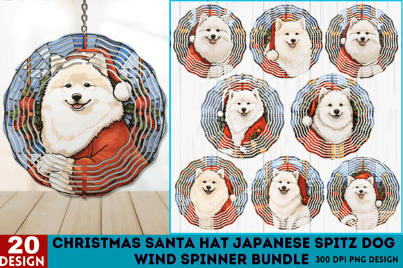 Christmas Japanese Spitz Dog Wind Illustrations Review
