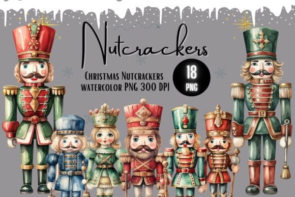 Christmas Nutcrackers Watercolor PNG: Premium Illustrations for Holiday Branding