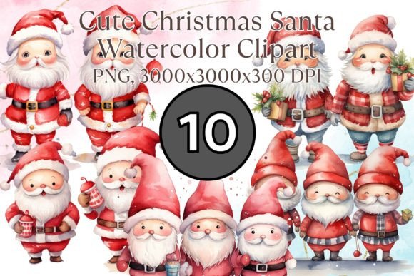 Christmas Santa Claus Watercolor Bundle for Creative Illustrations