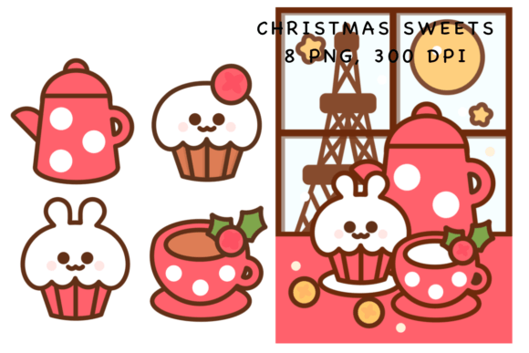 Christmas Sweets Sticker: Festive Illustrations for Real Crafters