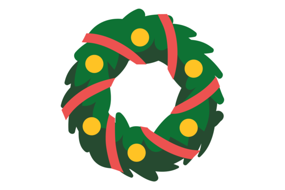 Christmas Wreath Color Icon. House Winte Review for Illustrations