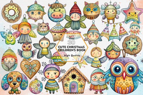 Cute Christmas Children s Book Clipart for Illustrations