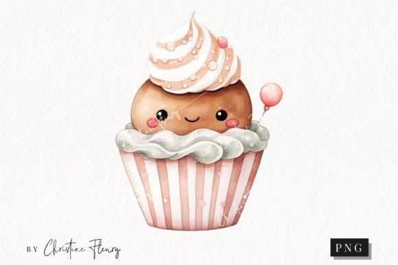 Cute Christmas Cookie Cupcake Clipart for Seasonal Illustrations