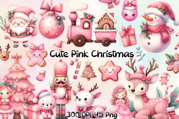Cute Pink Christmas Bundle Sublimation for Illustrations