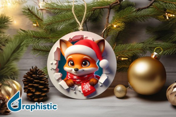 Fox 3D Christmas Ornament PNG Front 06 Review for Modern Illustrations