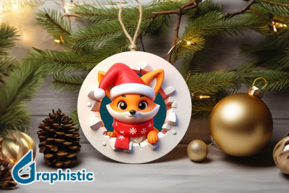 Fox 3D Christmas Ornament PNG Front 10: Modern Design Assets for Seasonal Blogs