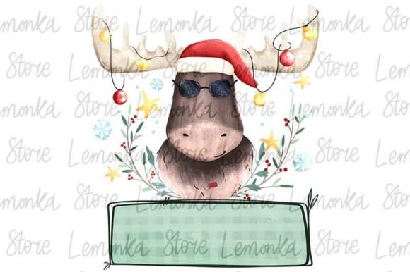 Funny Christmas Deer with Name Frame PNG: A Review for Illustrations