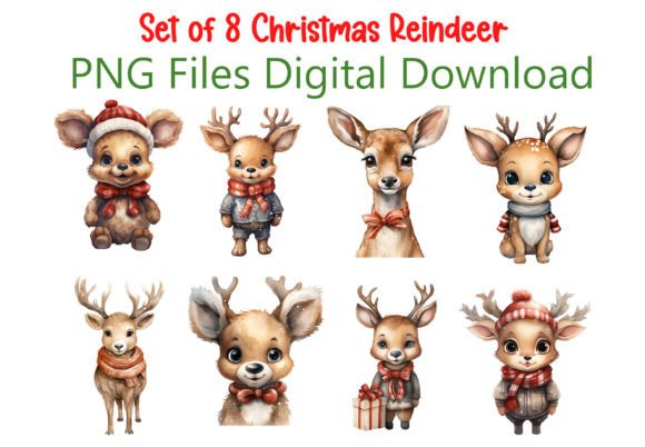 Funny Christmas Reindeer Clipart Png for Illustrations