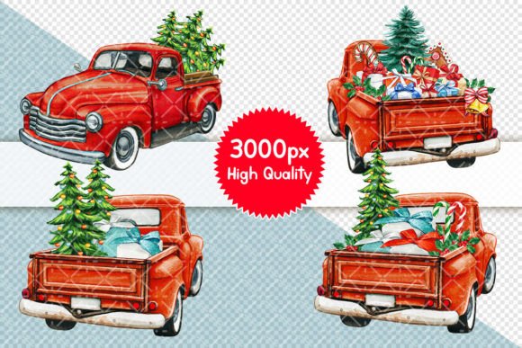 Hand Drawn Watercolor Christmas Truck: A Review of Seasonal Illustrations