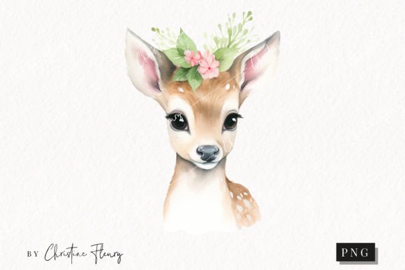 Pastel Watercolor Christmas Deer Clipart for Modern Illustrations