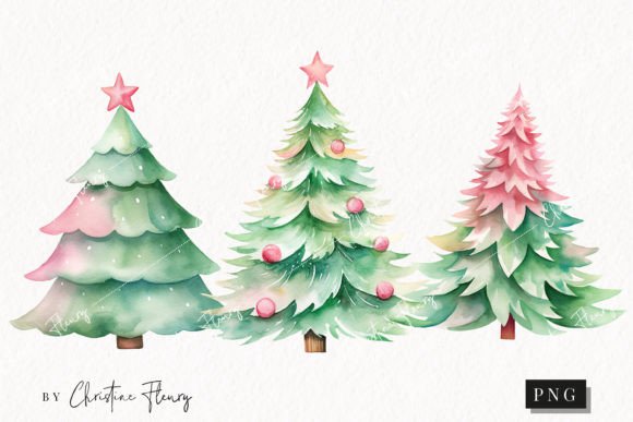 Pastel Watercolor Christmas Tree Clipart