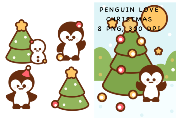 Penguin Love Christmas Illustrations for Crafters