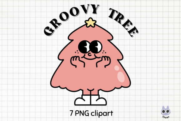 Pink Christmas Tree Groovy Retro Clipart Review