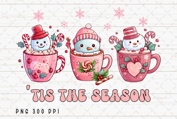Tis the Season Snowman Cocoa Christmas Illustrations