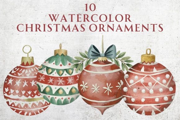 Watercolor Christmas Ornaments Clip Art Review