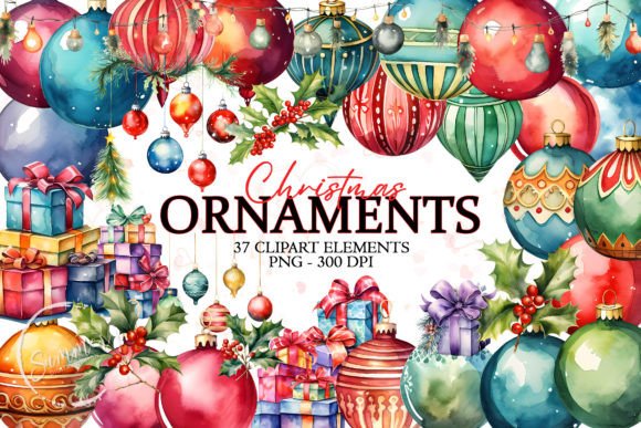 Watercolor Colorful Christmas Decoration: A Review for Illustrations